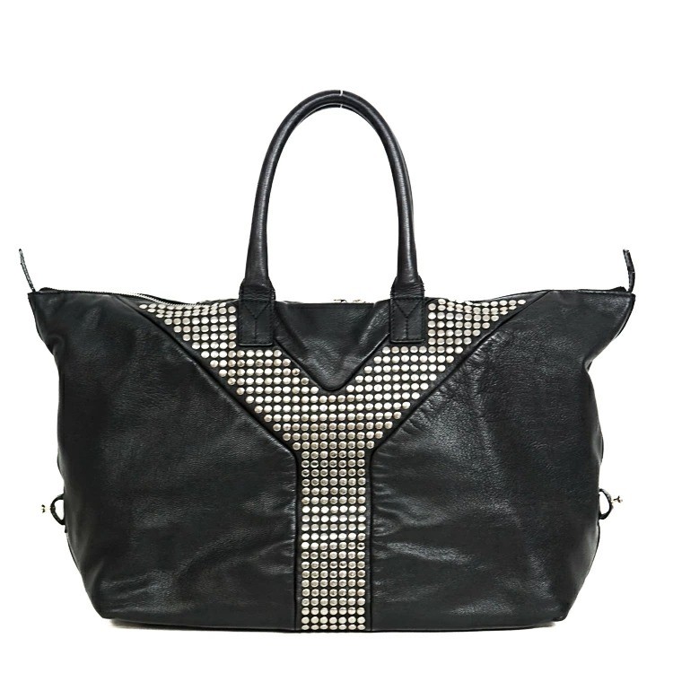 Yves Saint Laurent YSL Women's Black Leather Studded Tote Bag 2506SM