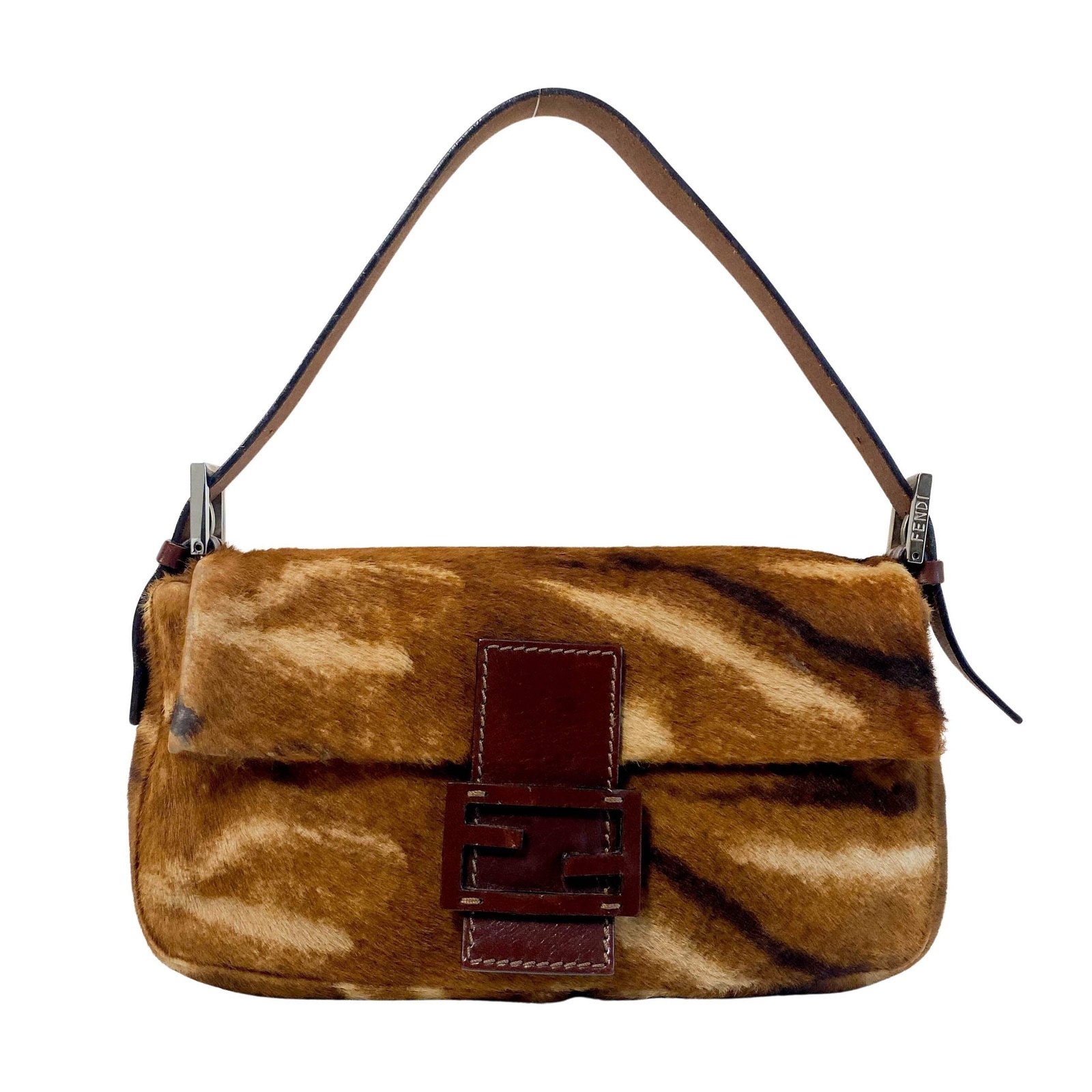 SENREVE FENDI Baguette Brown Pony Hair Shoulder Bag