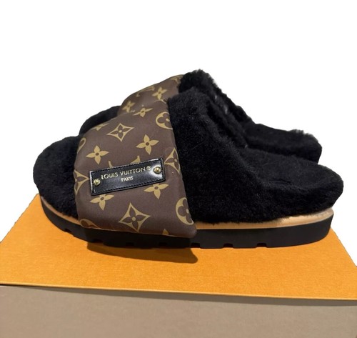 Louis Vuitton Women's Pillow Comfort Mules Nylon with Shearling Sz8