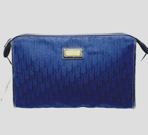 Borsa pochette Christian Dior Trotter Monogram Navy Vintage Francia Logo Targa