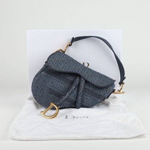 Dior Blue Oblique Denim Canvas Saddle Shoulder Bag M0446CWAL 79668036