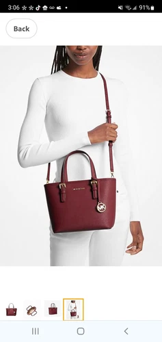 MICHAEL KORS COLLECTION Borsa MICHAEL KORS Jet Set da viaggio extra piccola in pelle saffiano con cerniera superiore