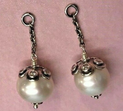 PANDORA   CLASSIC BEAUTY WHITE PEARL CZ EARRINGS ✪NEW✪ 290611P RETIRED RARE ALE