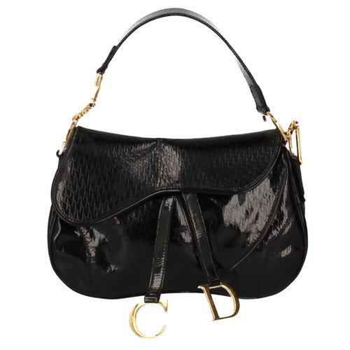 Dior Trotter double saddle bag enamel Shoulder Bag black U