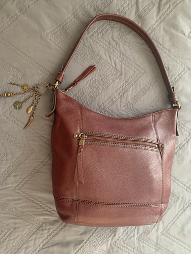 The Sak Hobo Shoulder Bag Purse Medium Size Burgundy Red Leather With Charms