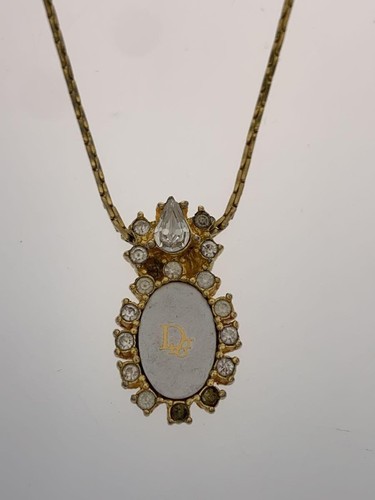Collana Christian Dior    Top GLD strass donna logo goccia