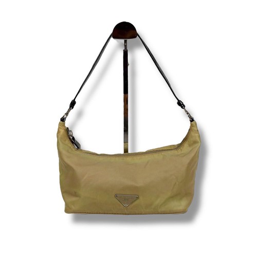 PRADA Accessory Pouch Nylon Beige Triangle Logo From Japan Prada