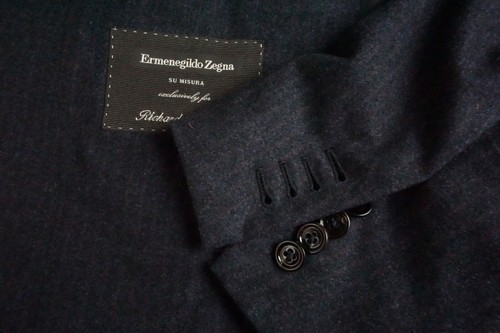 Cappotto giacca Ermenegildo Zegna Torino misto cashmere blu flanella righe tg 44R