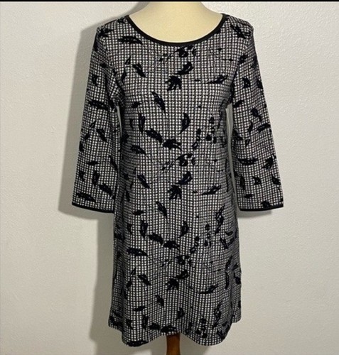 NEW ISLE by Melis Kozan Palace Shift Dress Women’s Size S Black White 3 4 Sleeve